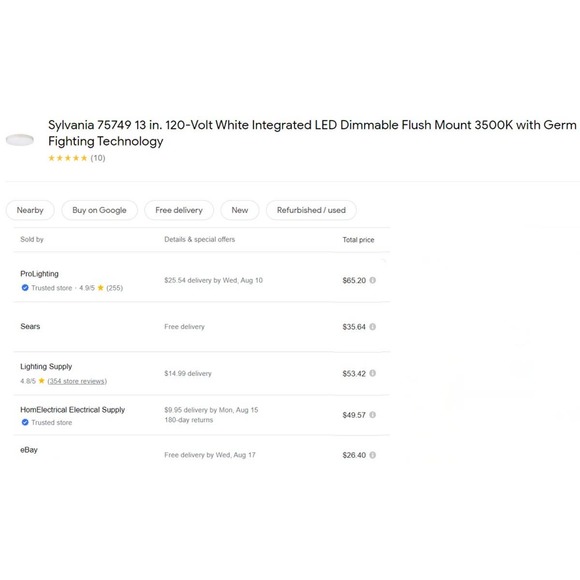 Sylvania 13" 120V 18W 100W White Integrated LED Dimmable Flush Mount 3500K - Picture 2 of 7